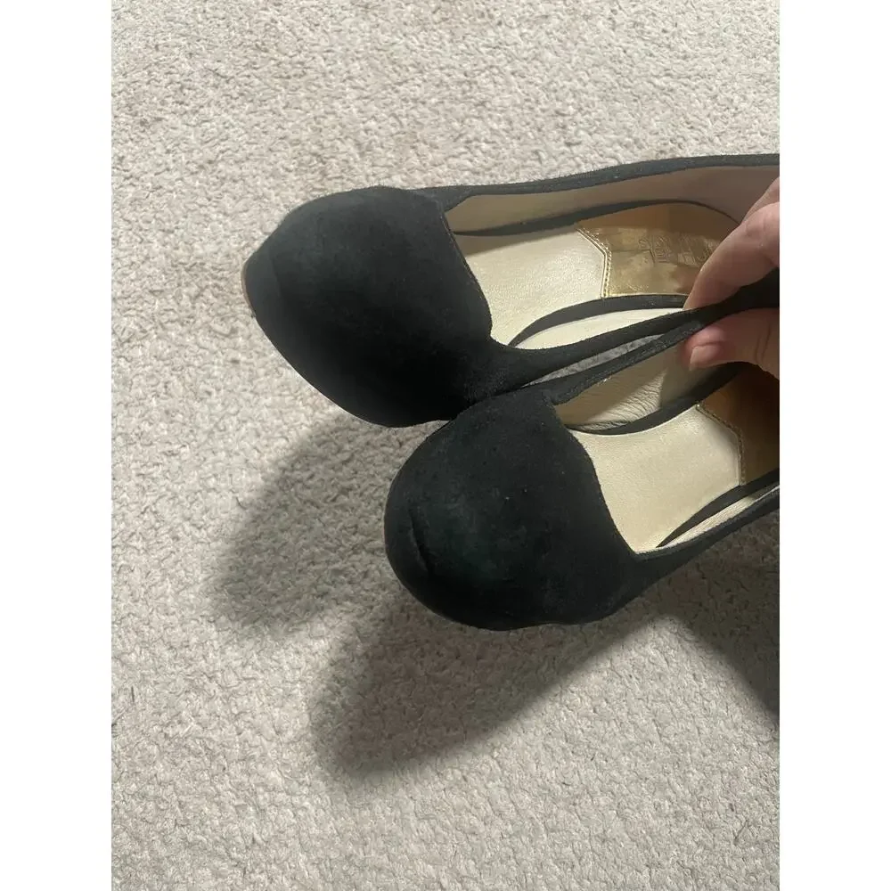 Michael Michael Kors Suede Pumps Heels Women's Size 7.5 M ST15G Leather Black